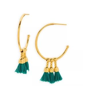 Gorjana Gold Hoop Earrings with Blue Tassels